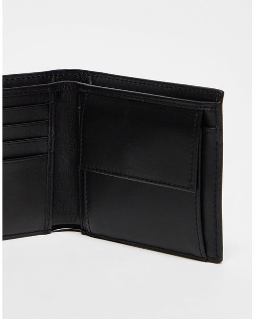 Armani Exchange Black Logo Embossed Coin Pocket Bifold Leather Wallet for men