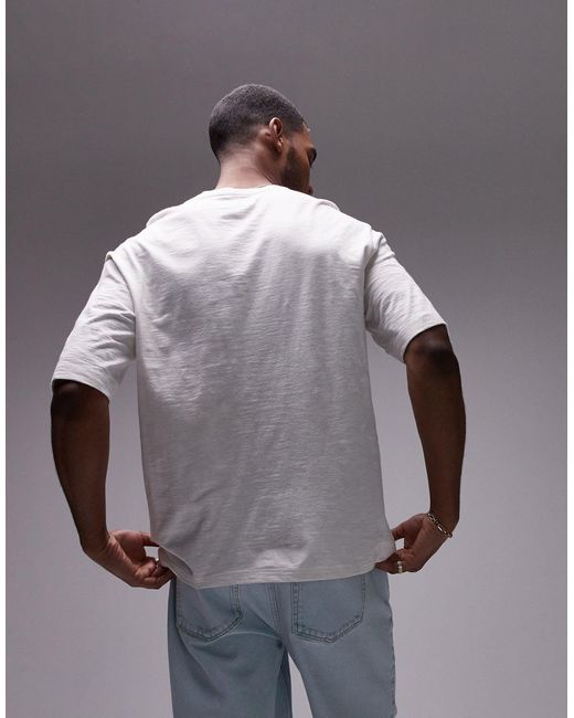T-shirt oversize en lin mélangé - écru Topman pour homme en coloris White
