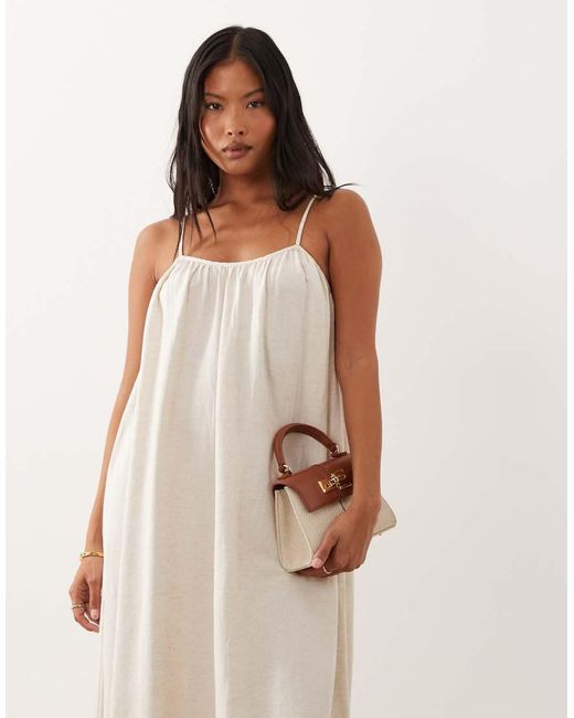 Vila White Linen Touch Cami Maxi Dress