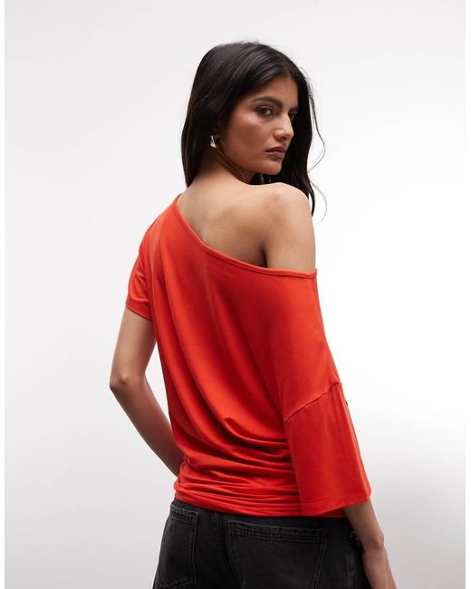 Collusion Red Off The Shoulder Drapey Top