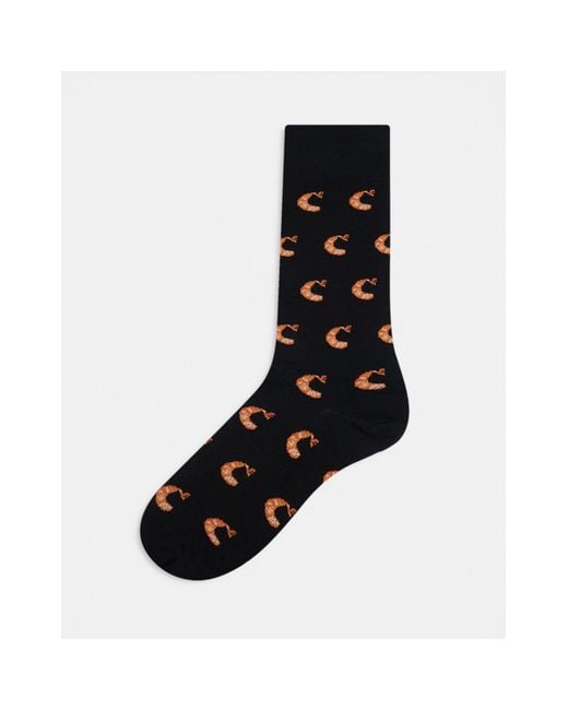 PS by Paul Smith Black Paul Smith Socks With All Over Prawn Print for men