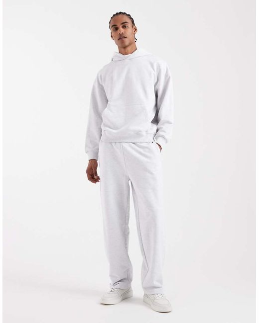 Only & Sons White Premium 400gsm Heavyweight Loose Fit Trackies for men