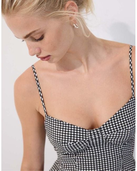Stradivarius White Pleated Strappy Top