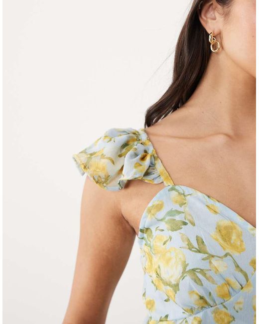 Y.A.S Green Flutter Sleeve Tiered Chiffon Maxi Dress