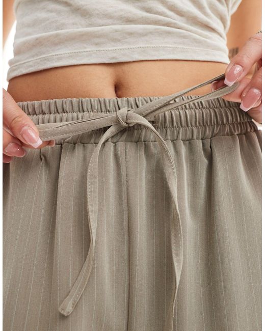 Reclaimed (vintage) White Taupe Pinstripe Pull On Pants-neutral