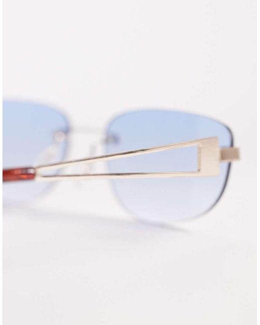 ASOS Metallic Rimless Rectangle Sunglasses for men