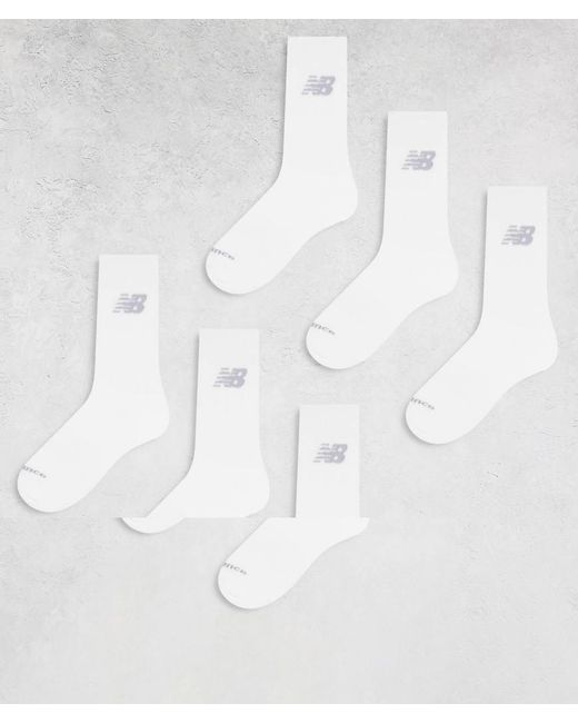 New Balance White Performance Crew Sock 6 Pack