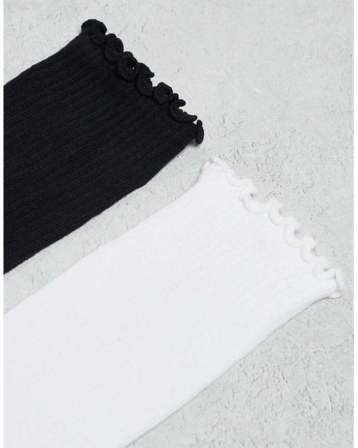 Cotton On Black 2 Pack The Perfect Pair Frill Rib Crew Sock