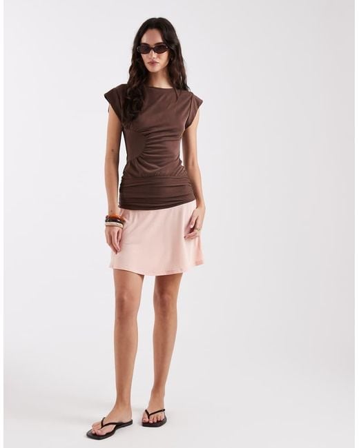 laagam Red Fiora Slinky Contrast Mini Dress