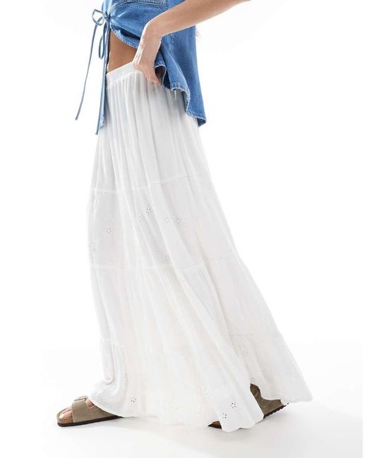Gonna Lunga Testurizzata Bianca di ONLY in White