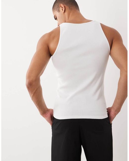 ASOS White Muscle Fit Vest With Square Neck for men