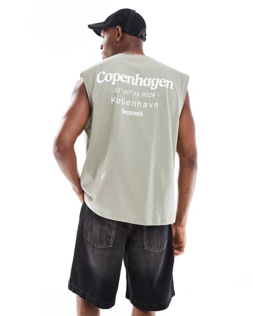 ASOS Gray Oversized Tank With Copenhagen Text Graphic for men