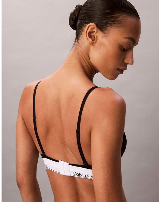 Calvin Klein Black Icon Cotton Modal Lightly Lined Post Surgery Triangle Bra