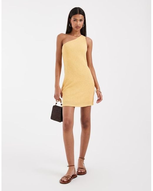 Vero Moda Orange One Shoulder Crochet Mini Dress