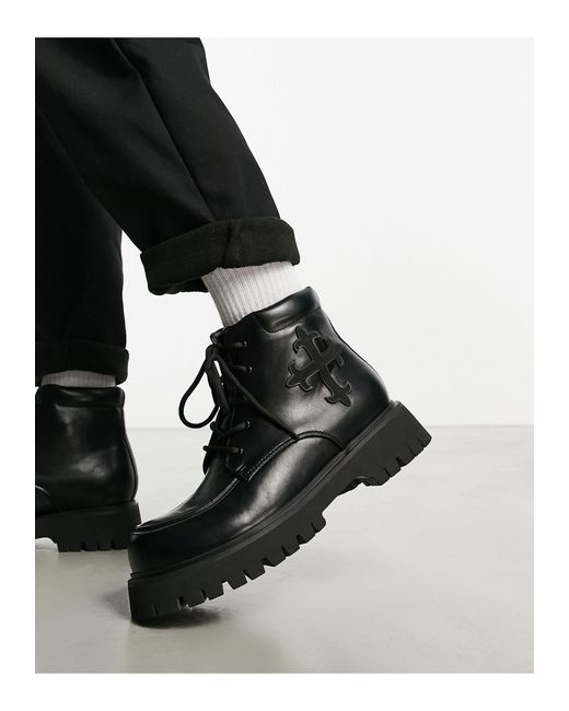 Koi Footwear Black Koi Moral Alliance Cross Detail Hi Shoes for men