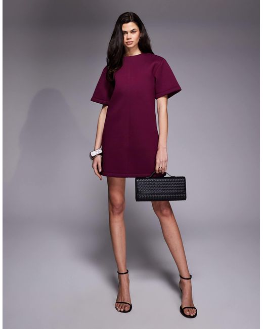 asos dresses short ASOS Short Sleeve Oversized Mini Dress in Purple