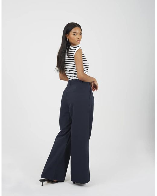 Brave Soul Blue Tailored Straight Leg Trousers