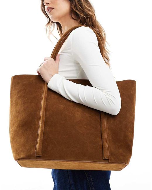 Glamorous Grote Tote Tas Van Imitatiesuède in het Brown