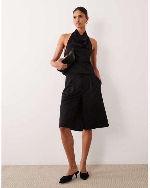 ASOS Black Co-ord Slinky Twill Cowl Neck Top