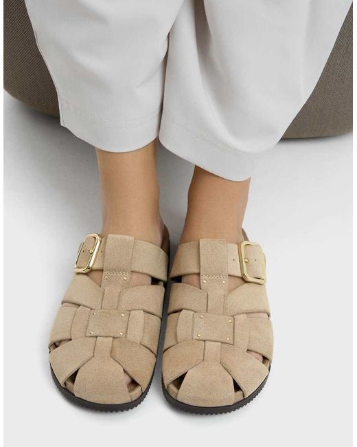 Bershka Natural Cage Mule Sandals