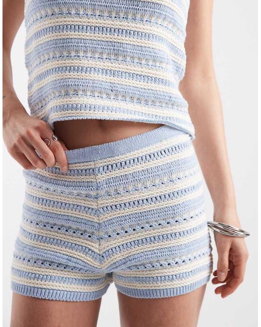 ASOS Blue Crochet Knit Micro Short Co-ord