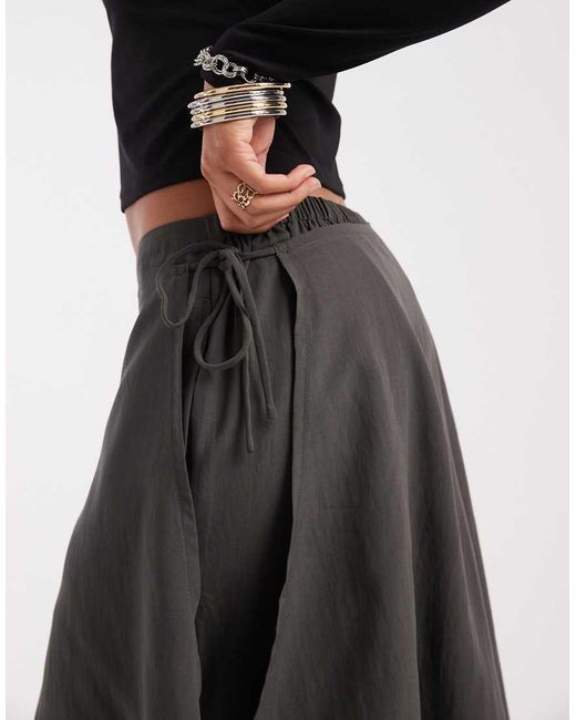 ASOS Black Straight Leg Pants With Skirt Detail