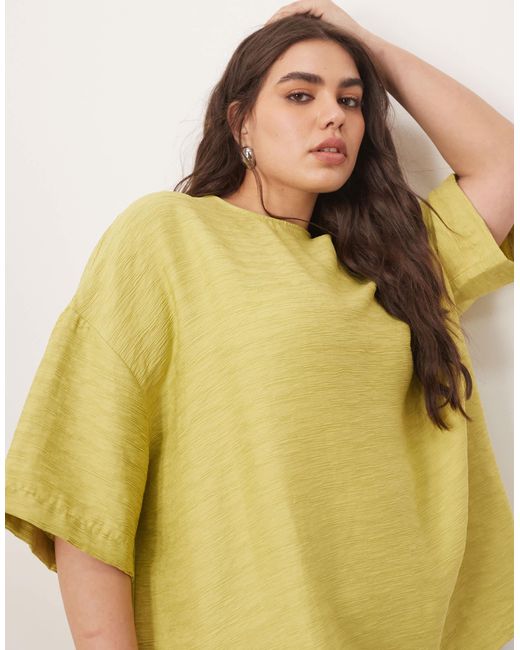 ARRANGE Yellow Curve – strukturiertes, kastiges t-shirt aus webstoff
