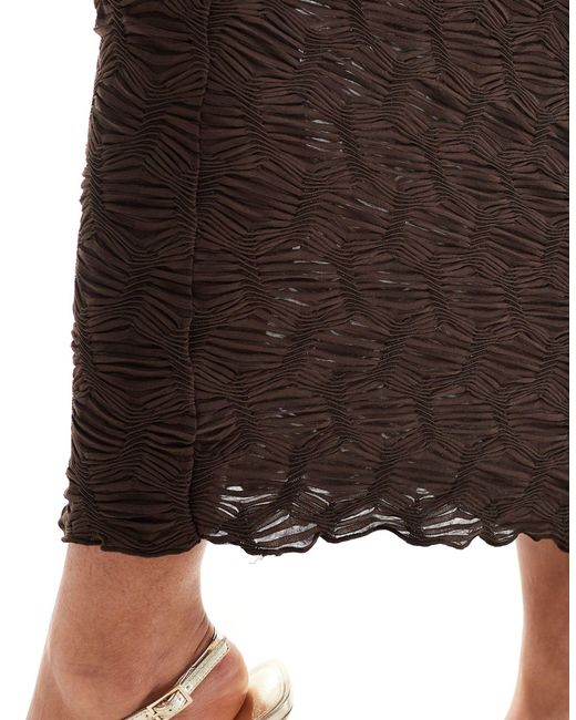 River Island Brown Textured Midi Skirt