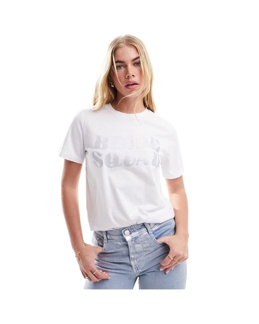 Camiseta blanca con estampado Pieces de color White