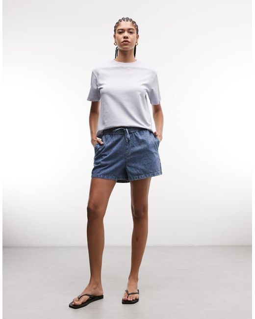 Noisy May White Tie Waist Denim Short