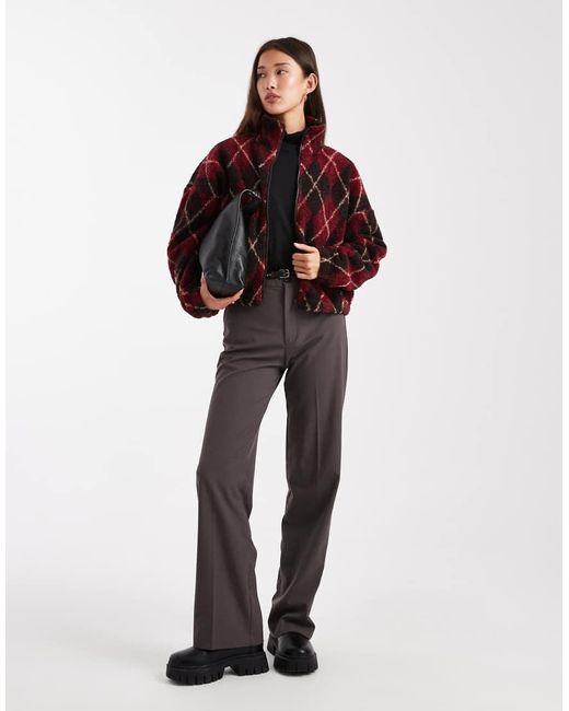 ONLY Red Zip Through Teddy Fleece