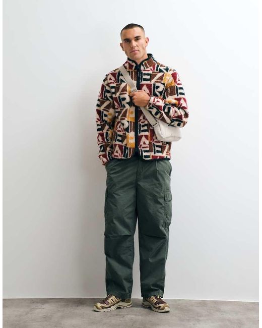 Parlez Multicolor Abstract Printed Borg Jacket for men