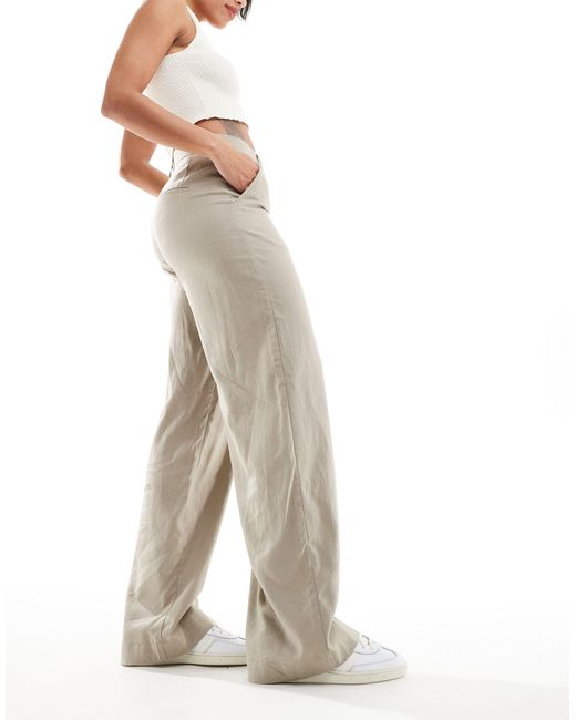 JJXX White Linen Blend High Waisted Tailored Trouser