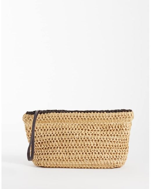 Mango White Raffia Pouch