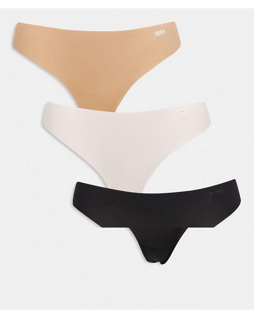 DKNY White Thong Three Pack
