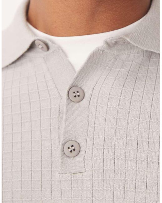 ASOS Gebreide Polo Met Textuur in het White voor heren