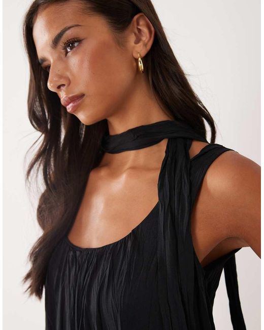 ASOS Black Crinkle Scarf Mini Dress