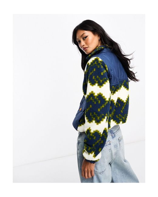 the north face quilted patchwork zip up sweater