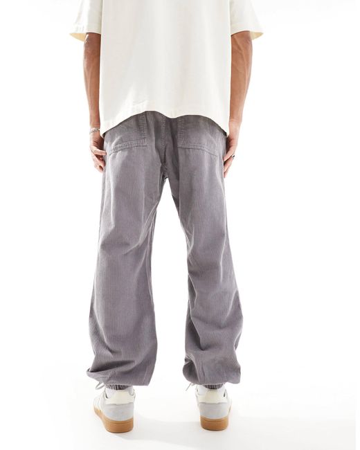 ASOS Gray Tapered Washed Cord joggers for men