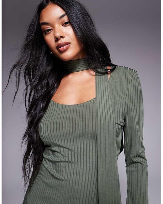 ASOS Gray Scoop Neck Scarf Mini Dress