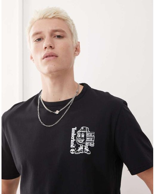 T-Shirt Nera Con Stampa Del Logo E Scatola Di Scarpe di Timberland in Black da Uomo