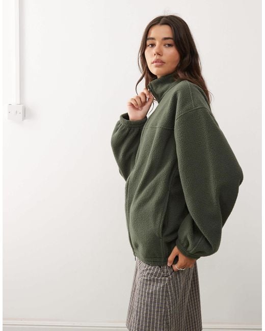 Weekday Green – oversize-jacke aus teddyfleece