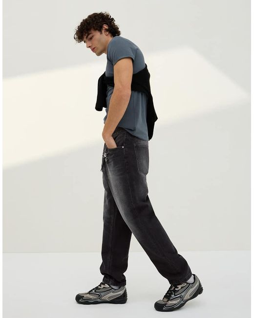 Bershka Black Loose Jeans for men
