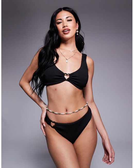 The Frolic Black – exklusives, gekräuseltes bikinioberteil