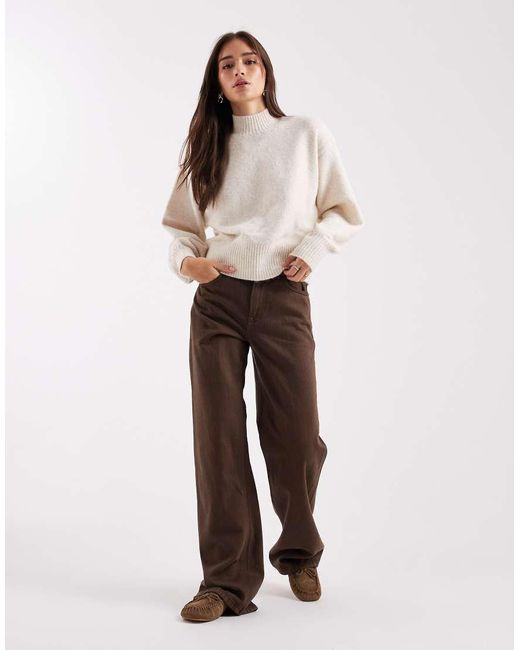 Monki Natural Knitted Turtleneck Jumper