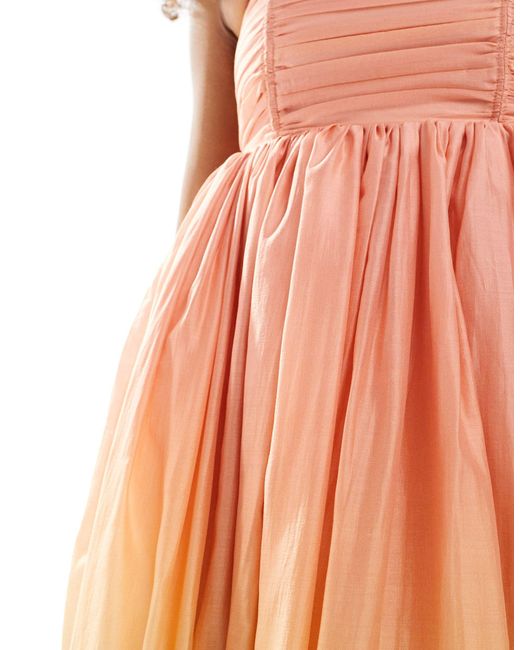 & Other Stories Multicolor Strapless Midaxi Dress With Puffball Hem