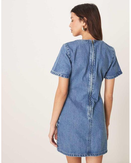 Abercrombie & Fitch Blue Short Sleeve Crew Neck Denim Mini Dress
