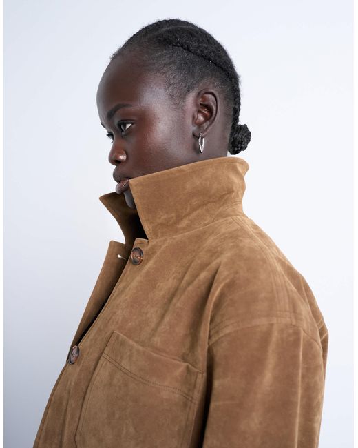 TOPSHOP White Faux Suede Boxy Casual Shacket