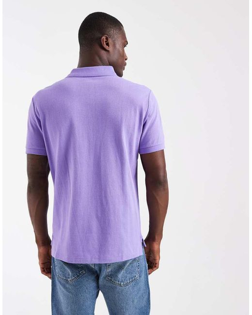 Polo Ralph Lauren Purple Icon Logo Custom Slim Fit Pique Polo for men