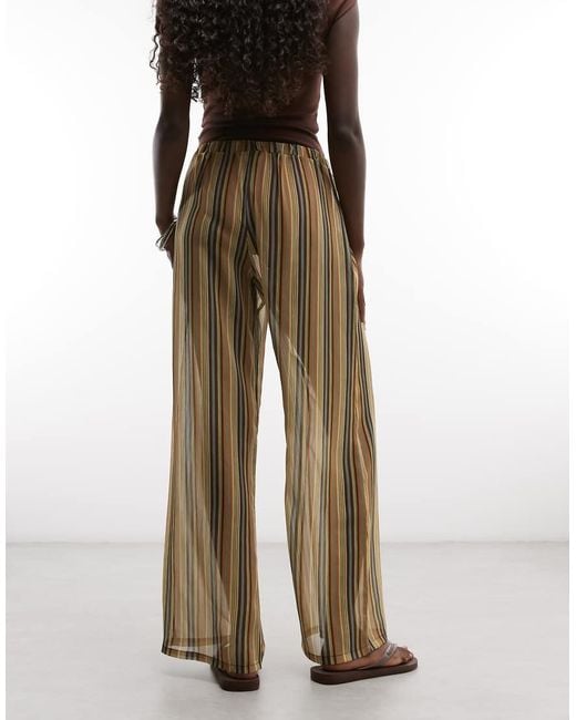 Reclaimed Vintage Multicolor Sheer Stripe Wide Leg Pants